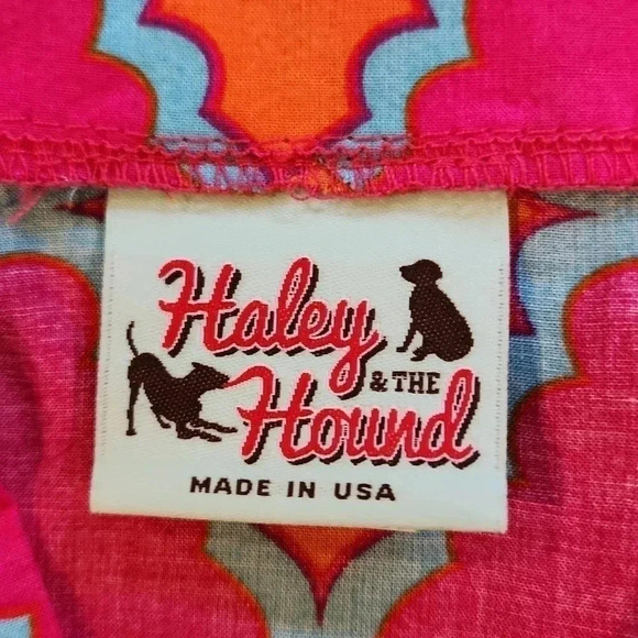 Haley & the Hound long sleeve pink and orange diamond print blouse Size Small - Picture 4 of 6